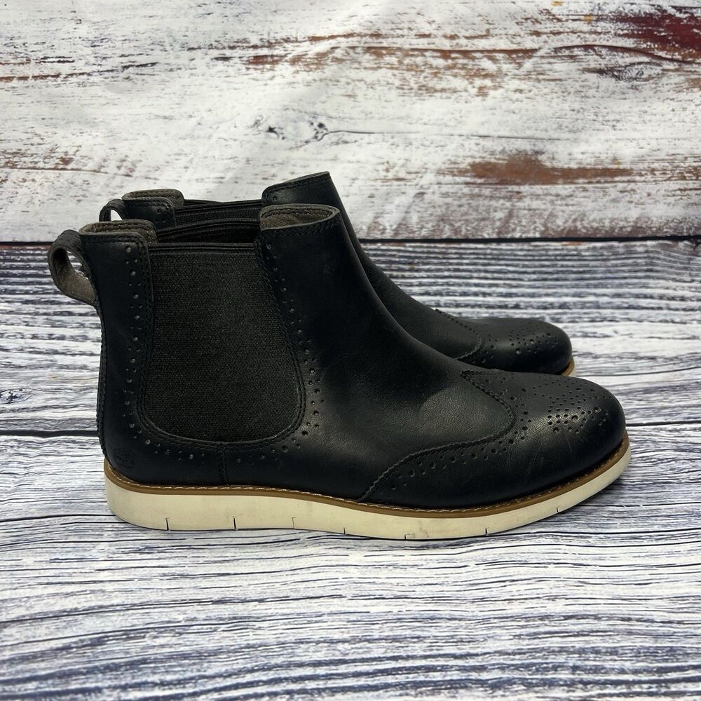 NEW Timberland Lakeville Black Leather Brogue Chelsea Boots Women’s Size 7